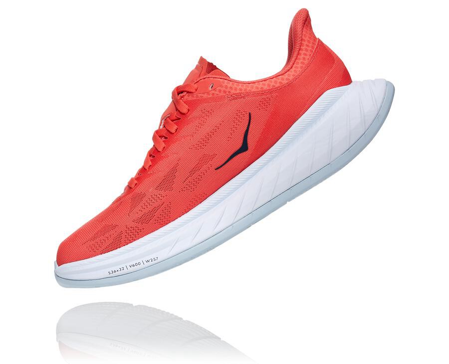 Tenis Hoka One One Mujer Rojos/Blancos - Carbon X 2 - DUFQ69512